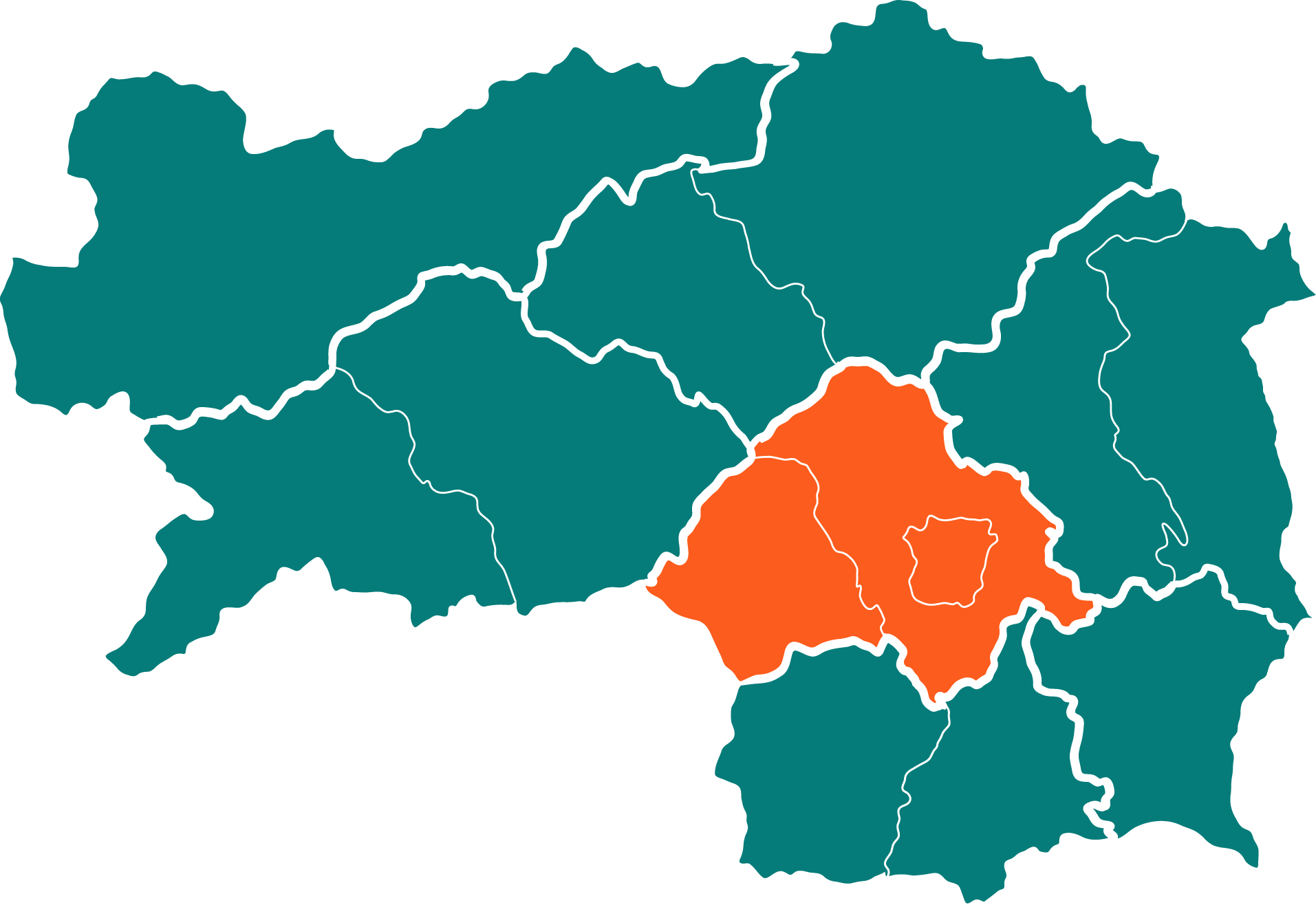 Grafik Regionen Makiert Zentralraum